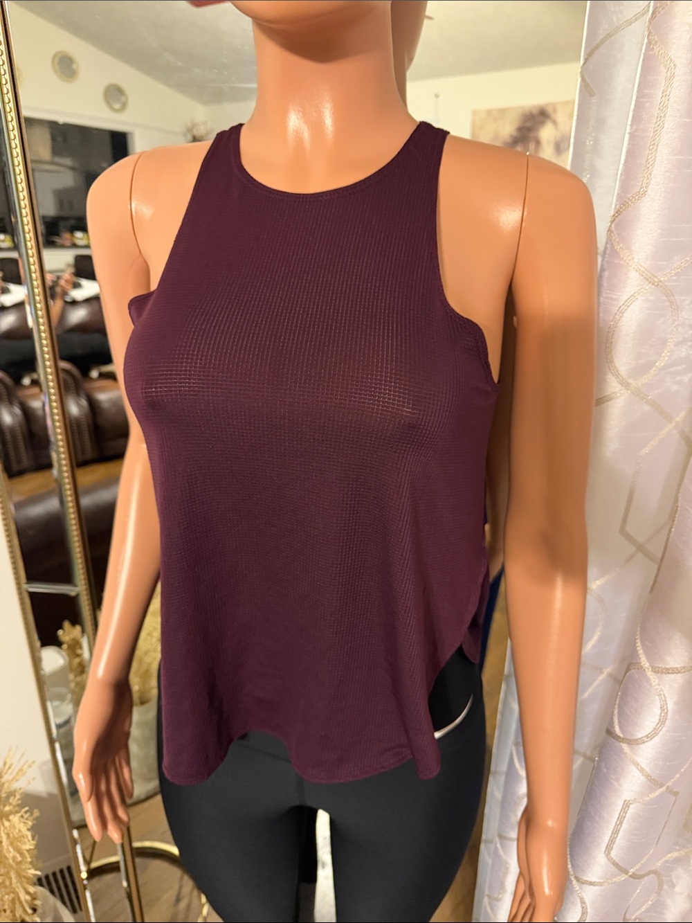Fabletics Ribbed High-Neck Tank Top - Plum
